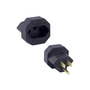 Adaptador 2P+T antigo macho x 2P+T novo padrão fêmea