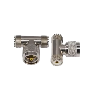 Adaptador T UHF 1 macho x 2 fêmea