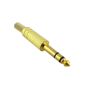 Plug P10 stereo metalico dourado