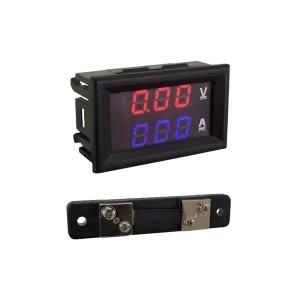 Voltímetro e amperímetro digital 0-100Vdc 42x27mm TX-56D50